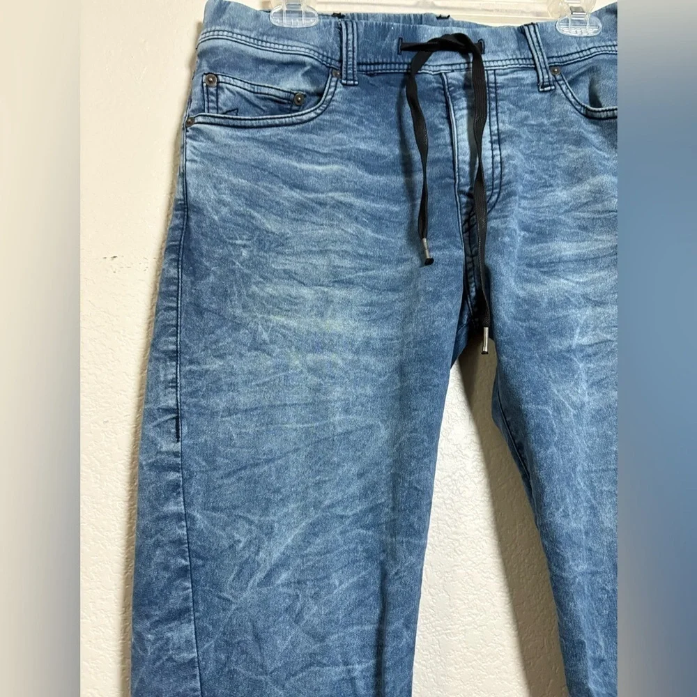 True Religion Dean Twisted Leg Light Blue Straight Sweatpants Drawstring Elastic
